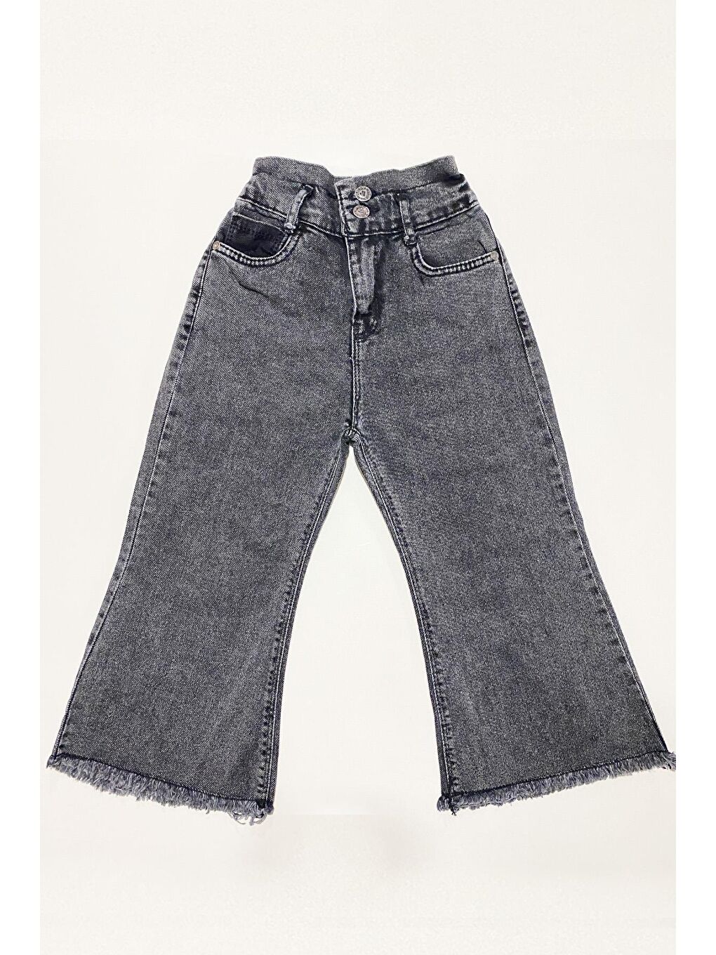 Gri Kız Çocuk İsnapyol Paça Beli Lastikli Pantolon