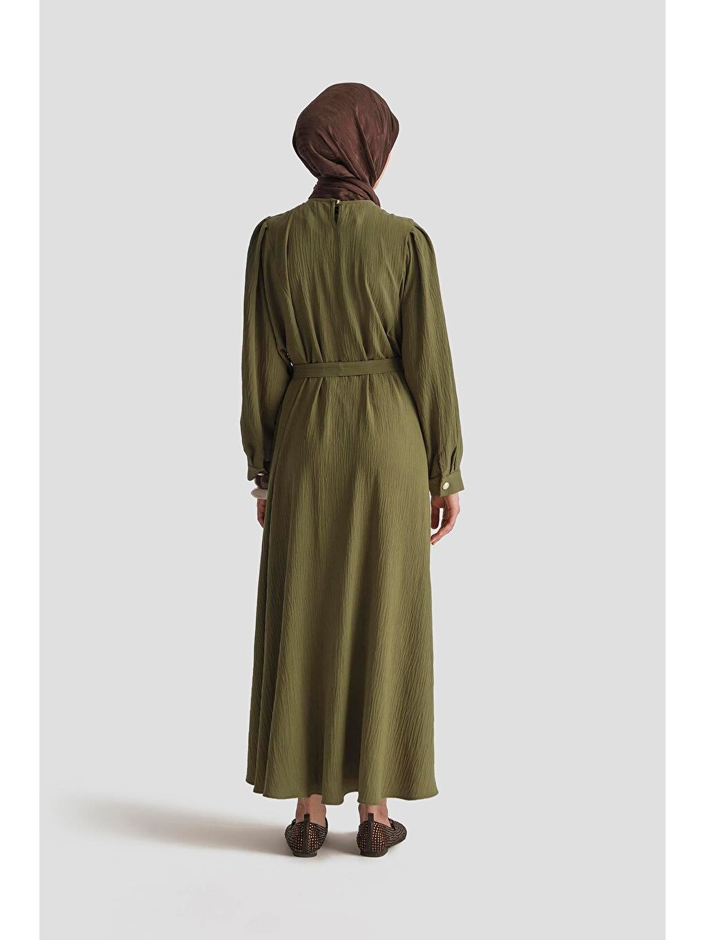 Balon Kollu Elbise 25Kd4013 Haki-4