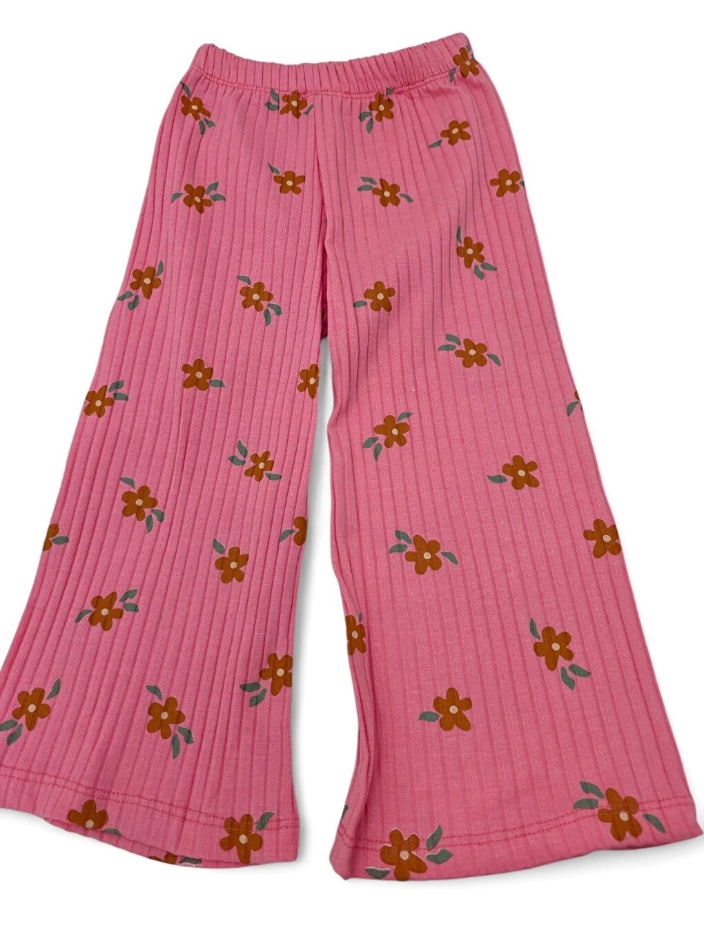 Pembe Kız Çocuk Etnik Desen Fularlı, Bol Paça Pantalonlu 3 Parça Mevsimlik Alt Üst Takım-4