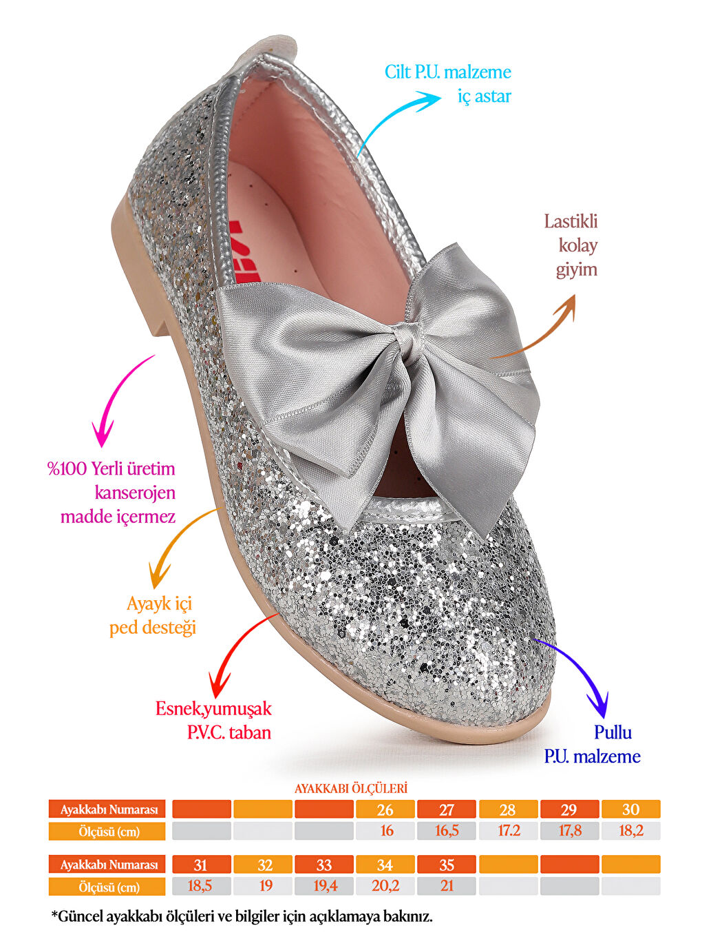 Gri Tari Cam Kırığı Fiyonk Lastikli Kız Çocuk Babet Ayakkabı-1
