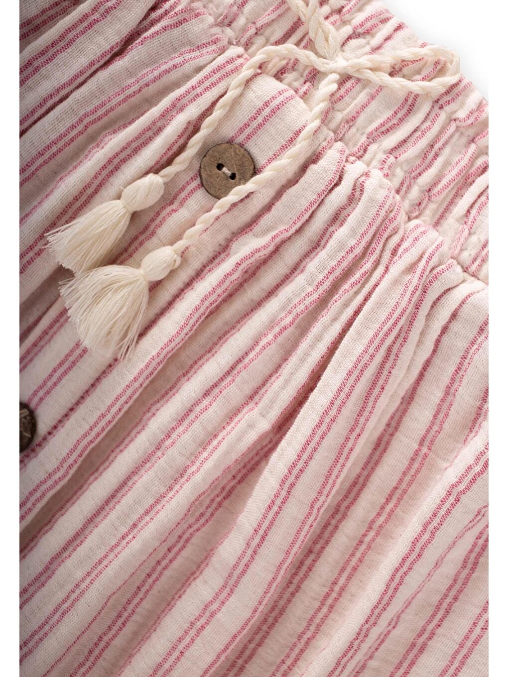 Fuşya Kız Çocuk Çizgili Müslin Etek-2