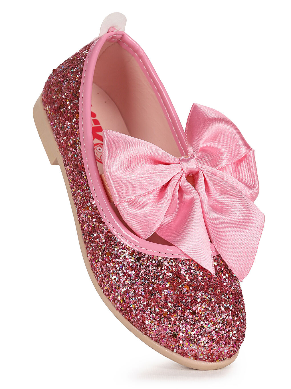 Pembe Tari Cam Kırığı Fiyonk Lastikli Kız Çocuk Babet Ayakkabı