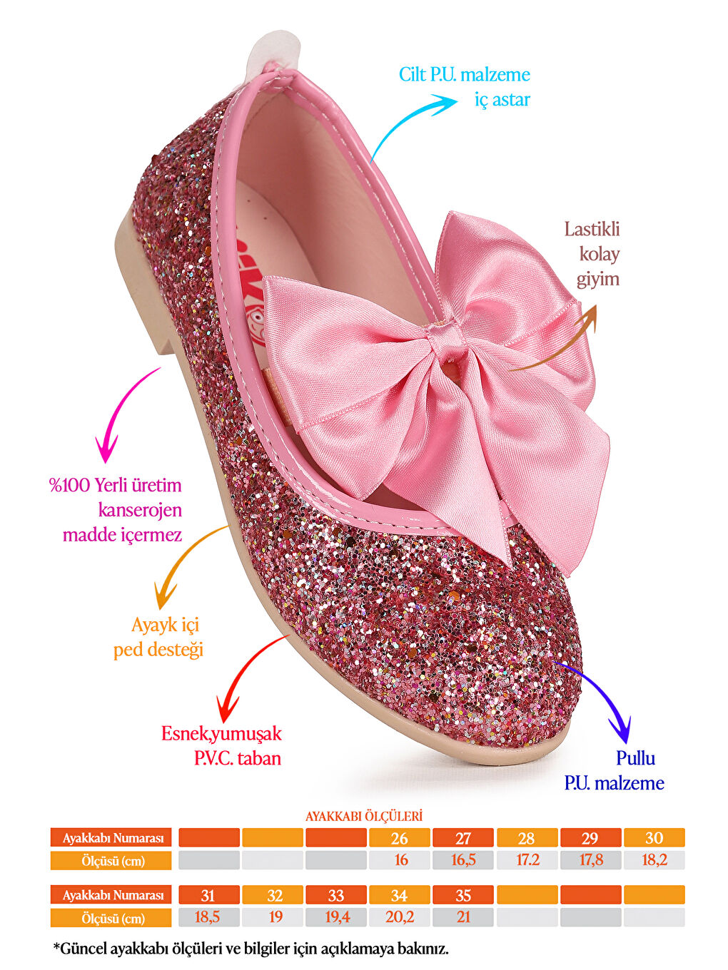 Pembe Tari Cam Kırığı Fiyonk Lastikli Kız Çocuk Babet Ayakkabı-1
