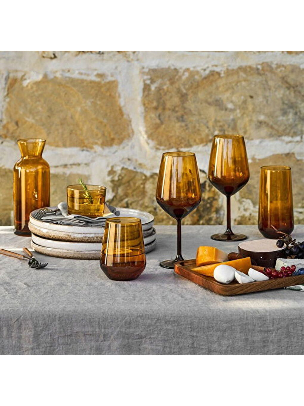 Sarı New Iconic 4'lü Ayaklı Bardak - Amber - 490 ml-1