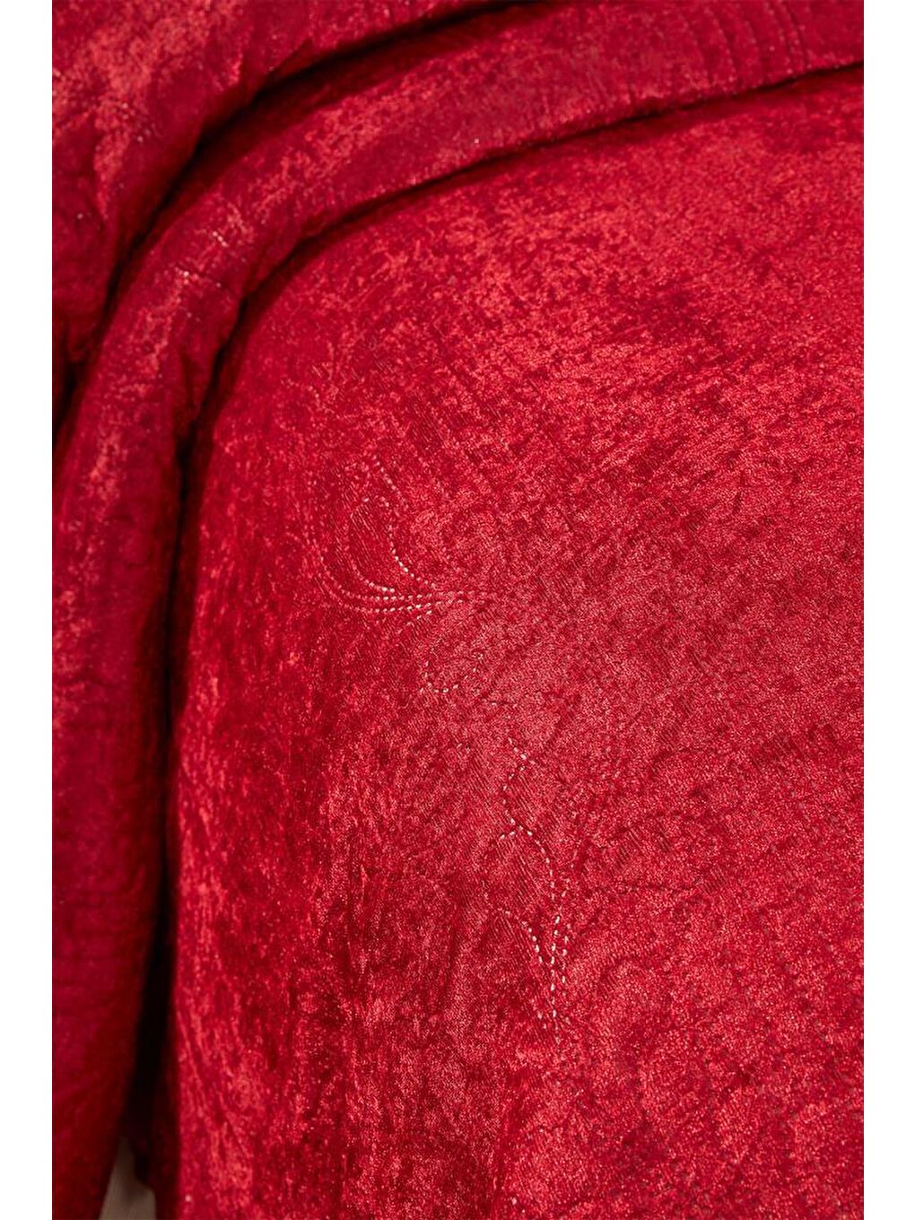 Velica Tek Kişilik Kadife Yatak Örtüsü Bordo-3