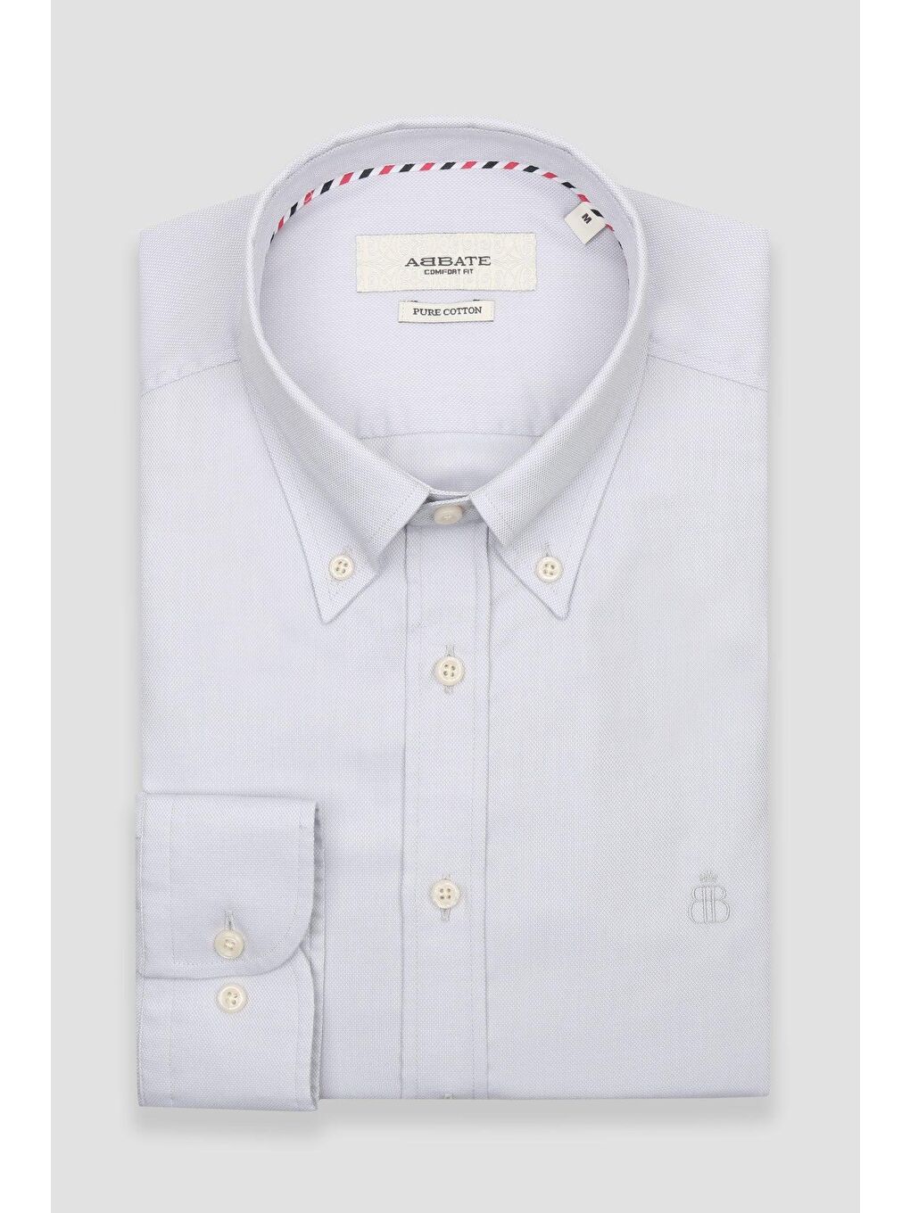 Matteo Royal Oxford Pamuklu Comfort Fit Açık Gri Düğmeli Yaka Erkek Düz %100 Pamuk Gömlek-4