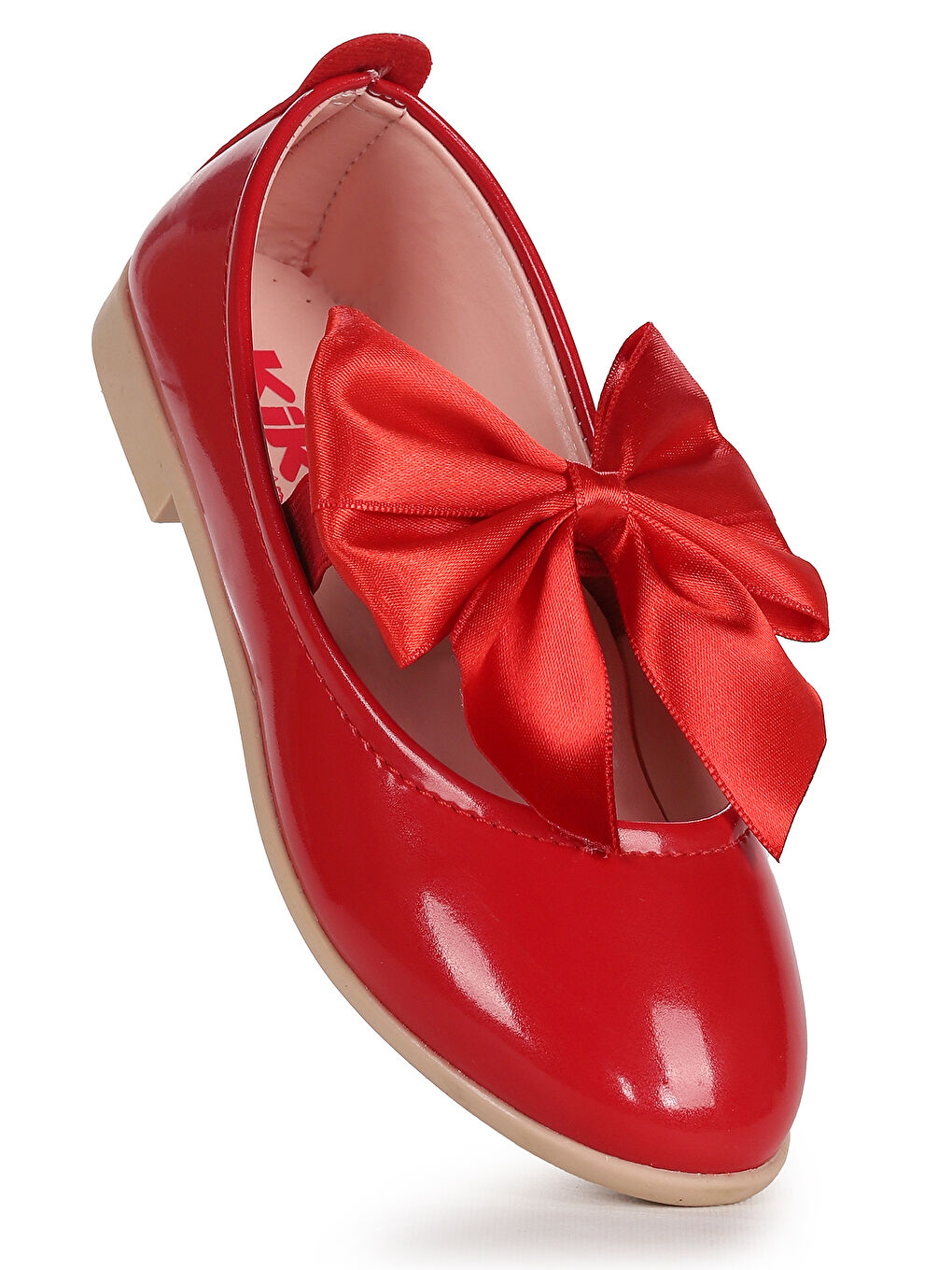 Kırmızı Tari Rugan Fiyonk Lastikli Kız Çocuk Babet Ayakkabı