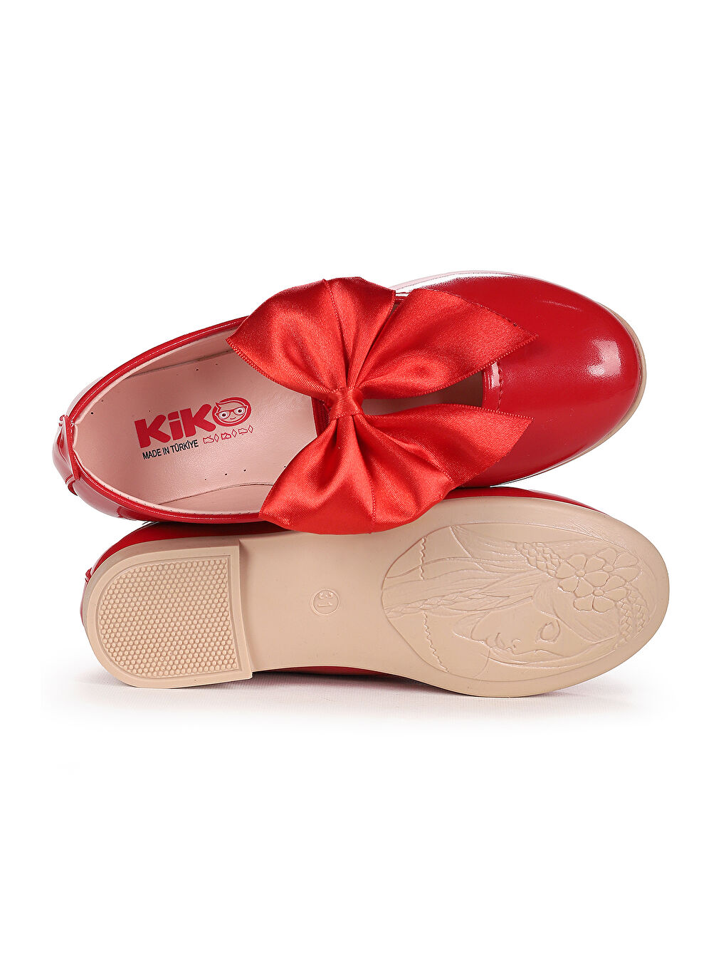 Kırmızı Tari Rugan Fiyonk Lastikli Kız Çocuk Babet Ayakkabı-4