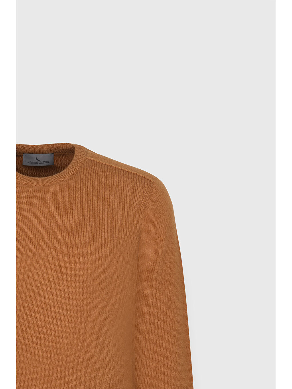 Kahverengi Erkek Camel Yünlü Dikişsiz Sıcak Tutan Standart Fit Normal Kesim Bisiklet Yaka Armürlü Triko Kazak-7