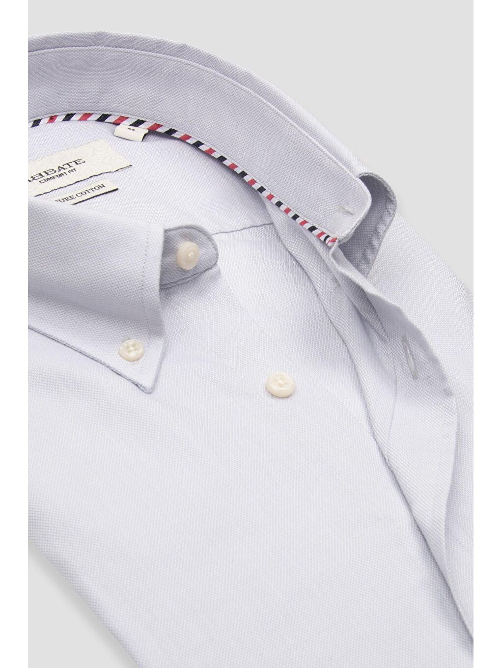 Matteo Royal Oxford Pamuklu Comfort Fit Açık Gri Düğmeli Yaka Erkek Düz %100 Pamuk Gömlek-5