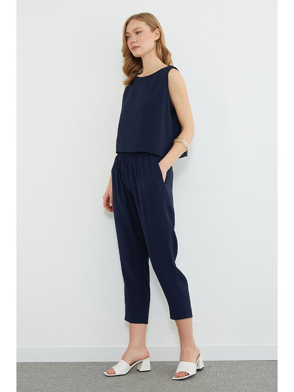 Lacivert Basic Beli Lastikli Salaş 2 Li Takım-3