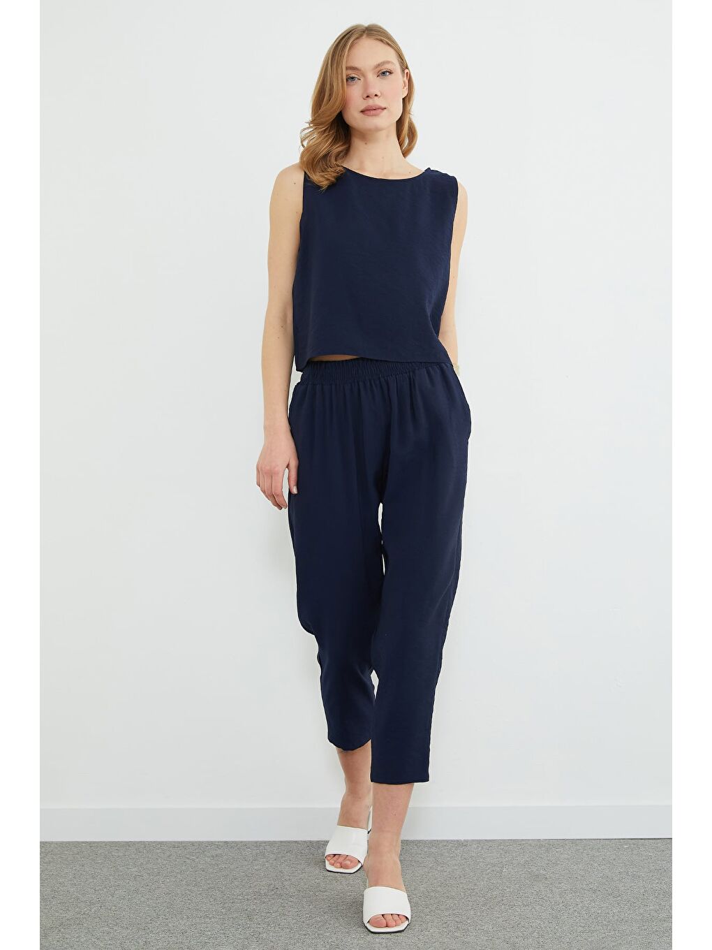 Lacivert Basic Beli Lastikli Salaş 2 Li Takım-4