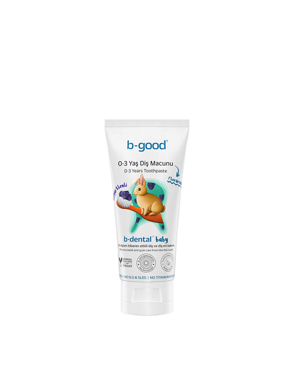 B-Good Care Renksiz b-dental 0-3 Yaş Bebek Diş Macunu Florürsüz Böğürtlen 50 ml