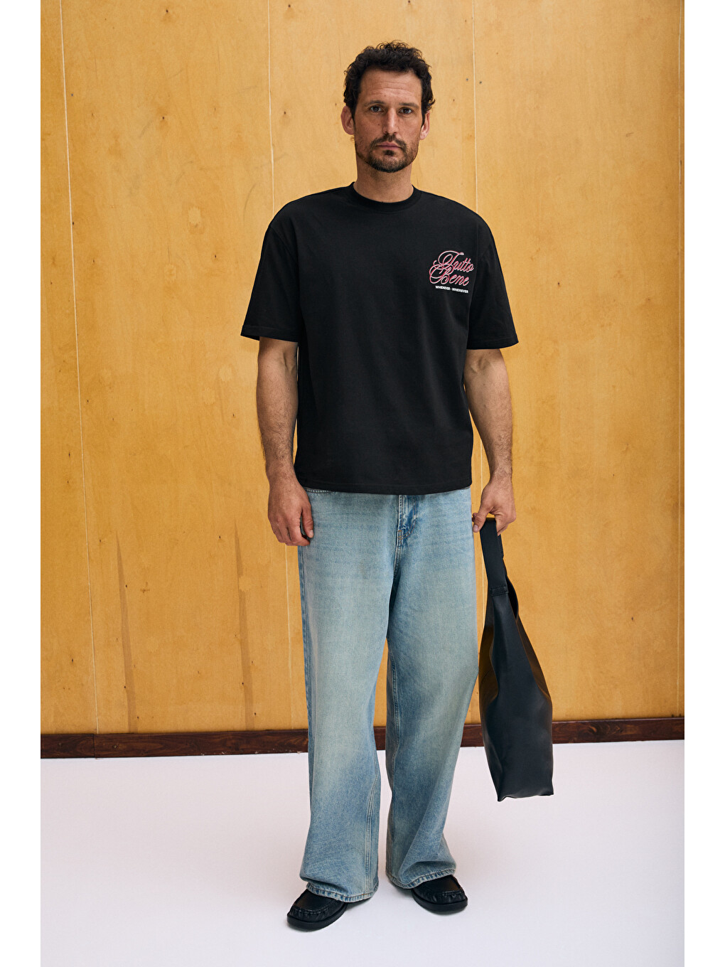 Capıso Erkek %100 Organik Pamuklu Baskı Detaylı Regular Fit Yuvarlak Yaka Siyah T-shirt-2
