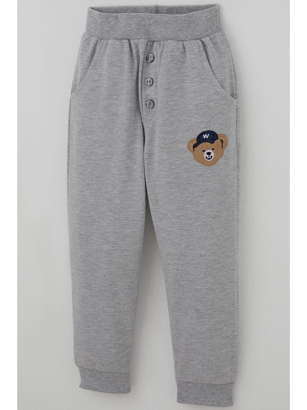 Erkek Bebek Eşofman Takımı Sevimli Ayıcık Aplikeli Kolej Model İndigo (9 Ay-3 Yaş)-6