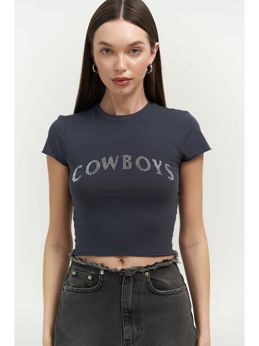 Mai Collection Antrasit Cowboys Antrasit Penye Crop - 1