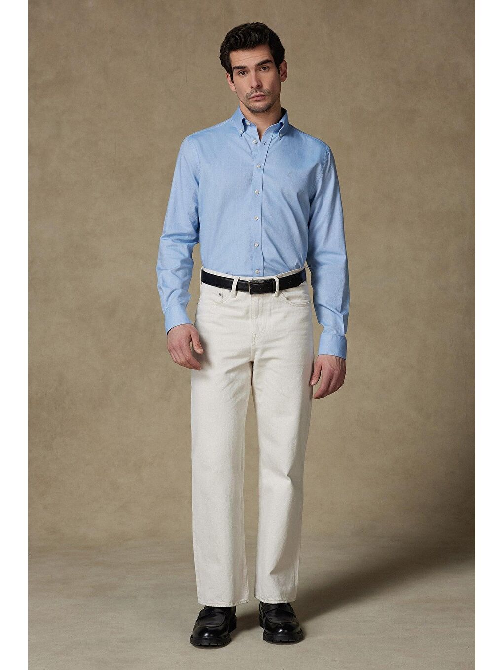 Matteo Royal Oxford Pamuklu Comfort Fit Açık Mavi Düğmeli Yaka Erkek Düz %100 Pamuk Gömlek-2