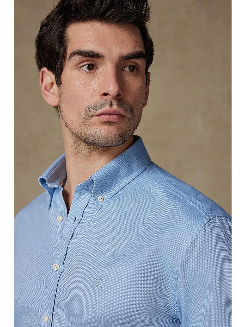 Matteo Royal Oxford Pamuklu Comfort Fit Açık Mavi Düğmeli Yaka Erkek Düz %100 Pamuk Gömlek-3