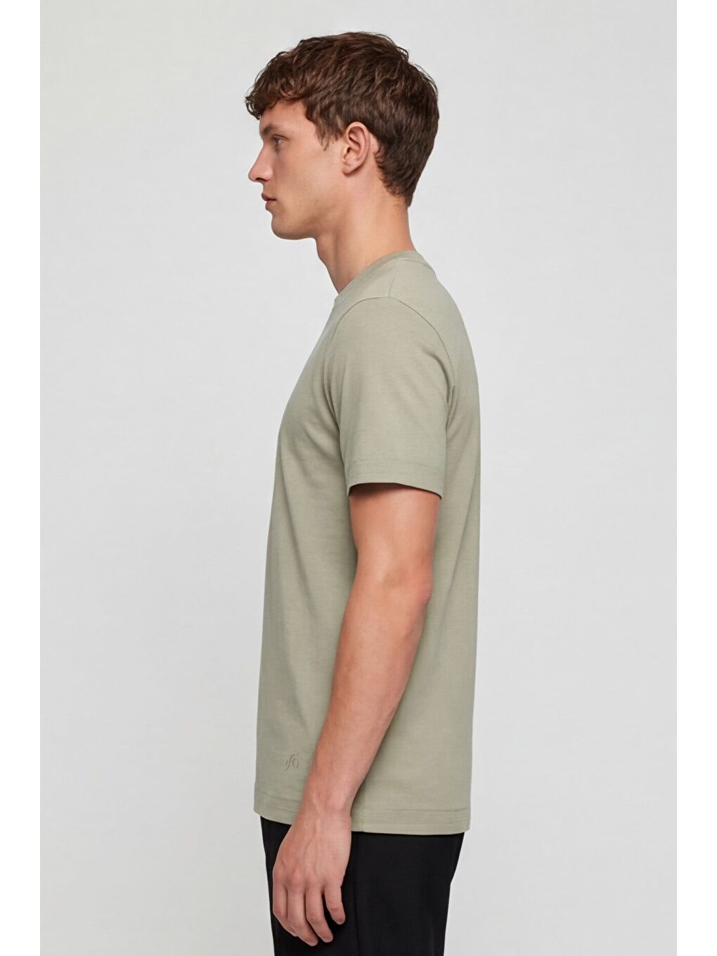 Erkek Soft Yeşil Normal Kesim Regular Fit %100 Pamuk Bisiklet Yaka Basic Tişört-2