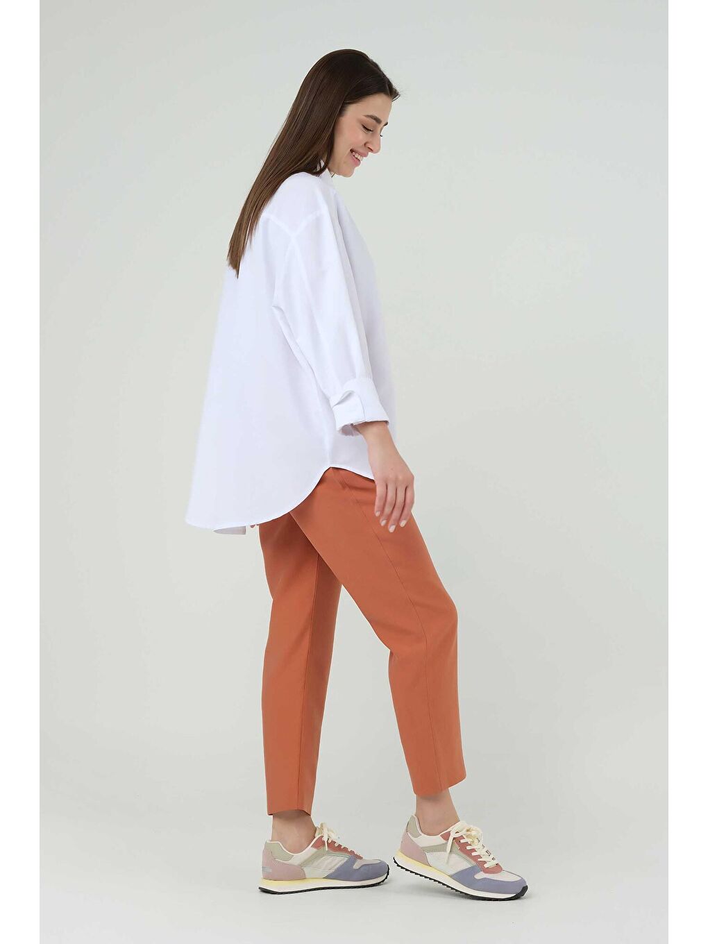 Pembe Önü Pilili Pantolon Somon-4