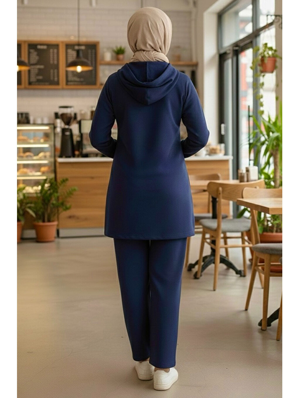 Taş Detaylı Bileği Lastikli Modal İkili Takım Lacivert - 1001-LACIVERT-2