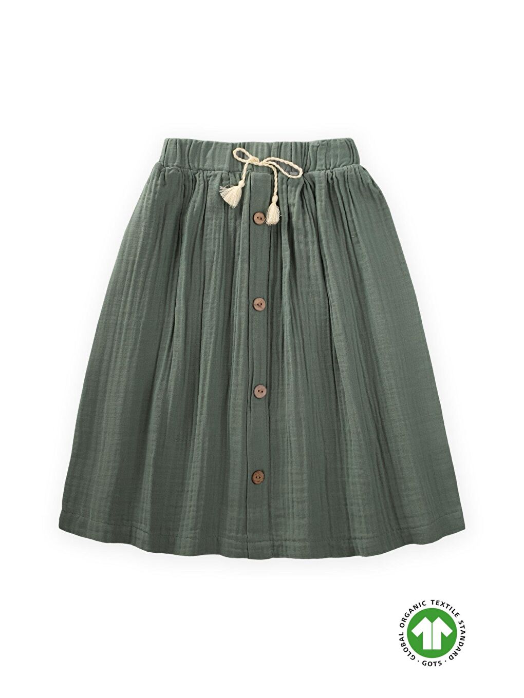 Haki Kız Çocuk Müslin Etek