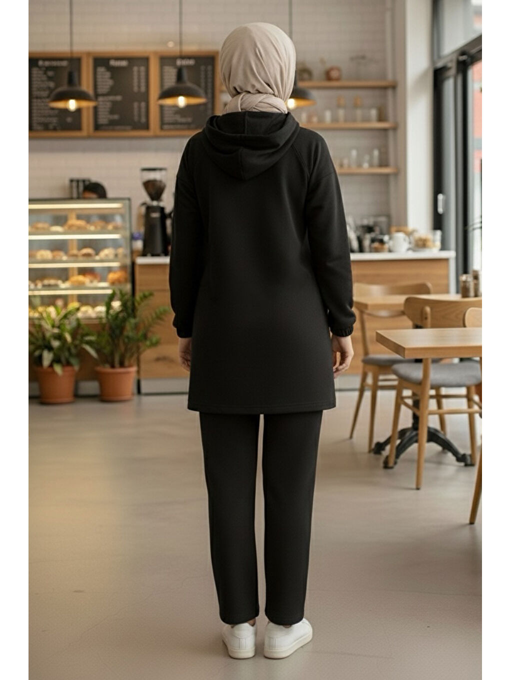 Taş Detaylı Bileği Lastikli Modal İkili Takım Siyah - 1001-SIYAH-2