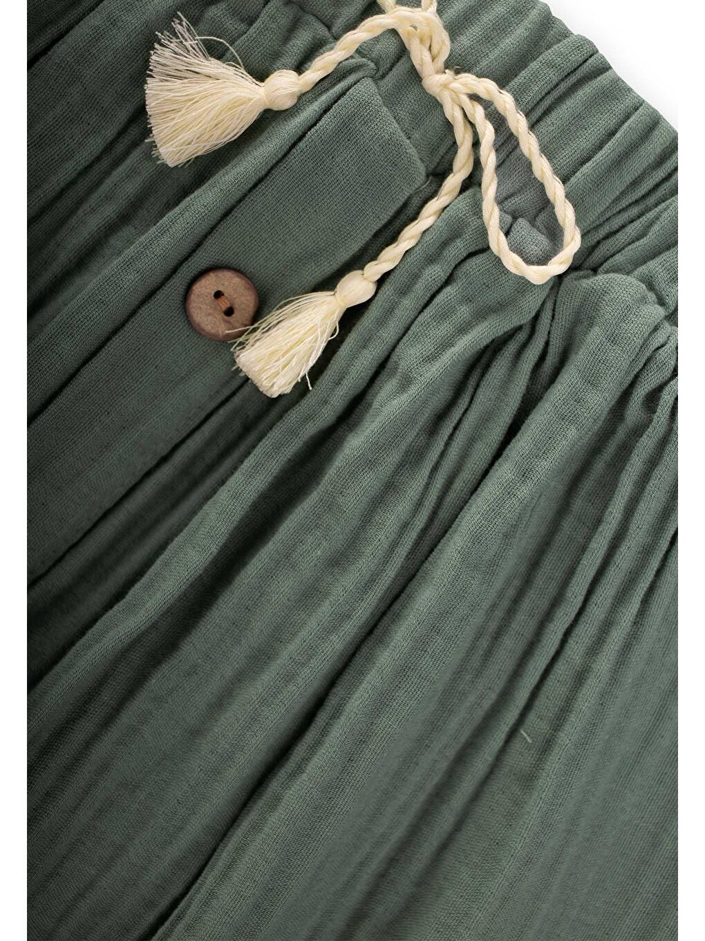 Haki Kız Çocuk Müslin Etek-2