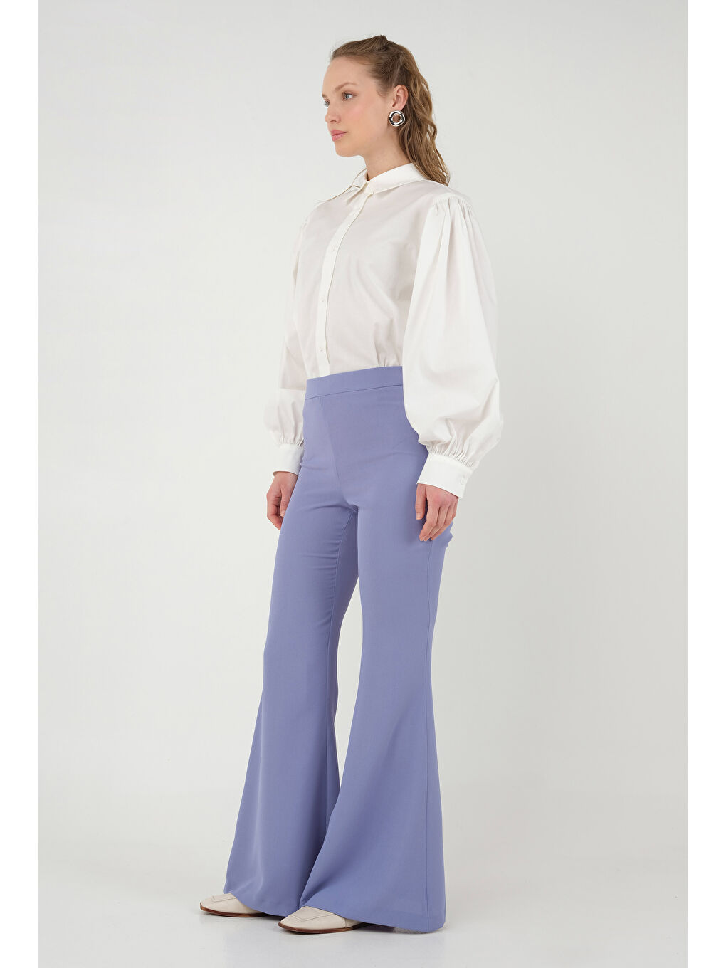 İspanyol Paça Pantolon Lila-1