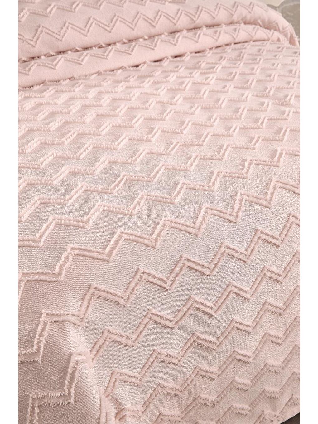 Pembe Lumpa 3 Parça Çift Kişilik Pike Takımı Pudra-2