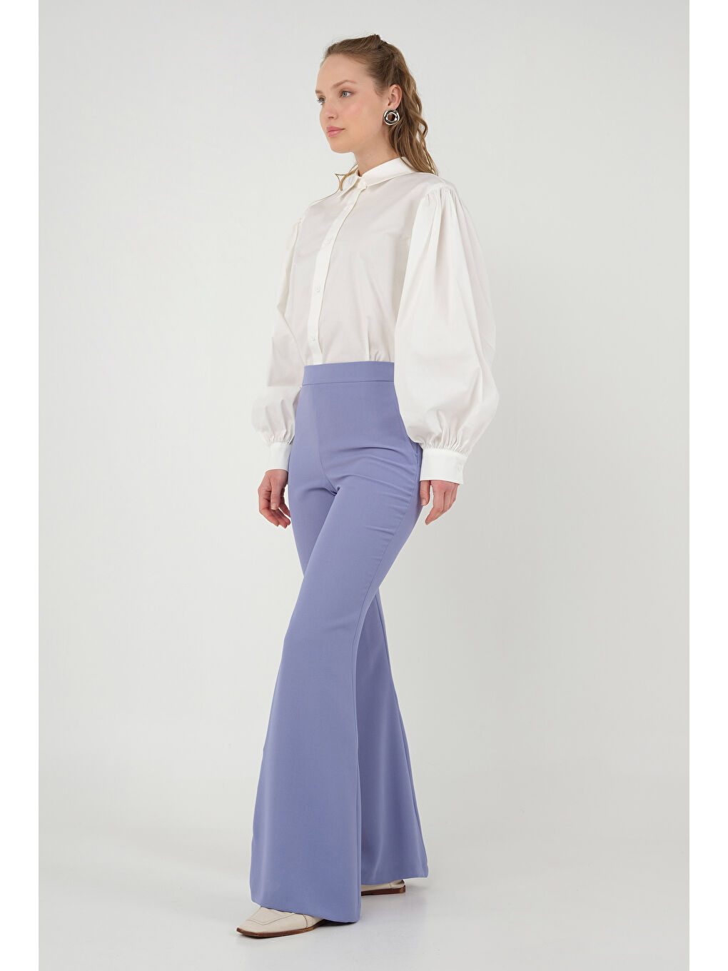 İspanyol Paça Pantolon Lila-4