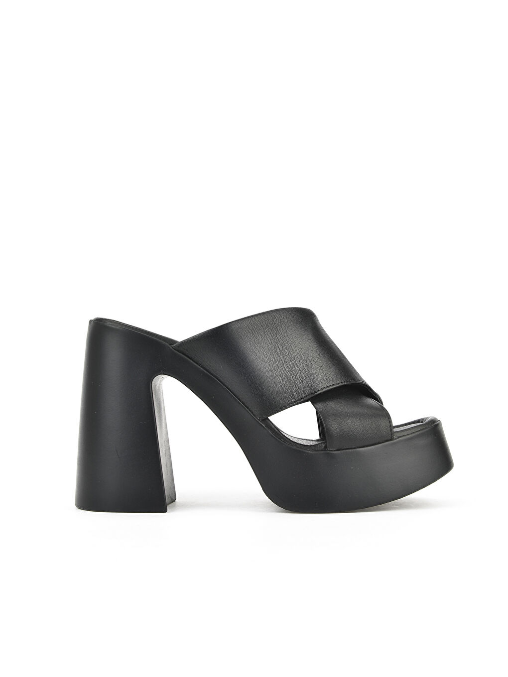 Kadın Hakiki Deri Topuklu Terlik 151992Z66001 Siyah