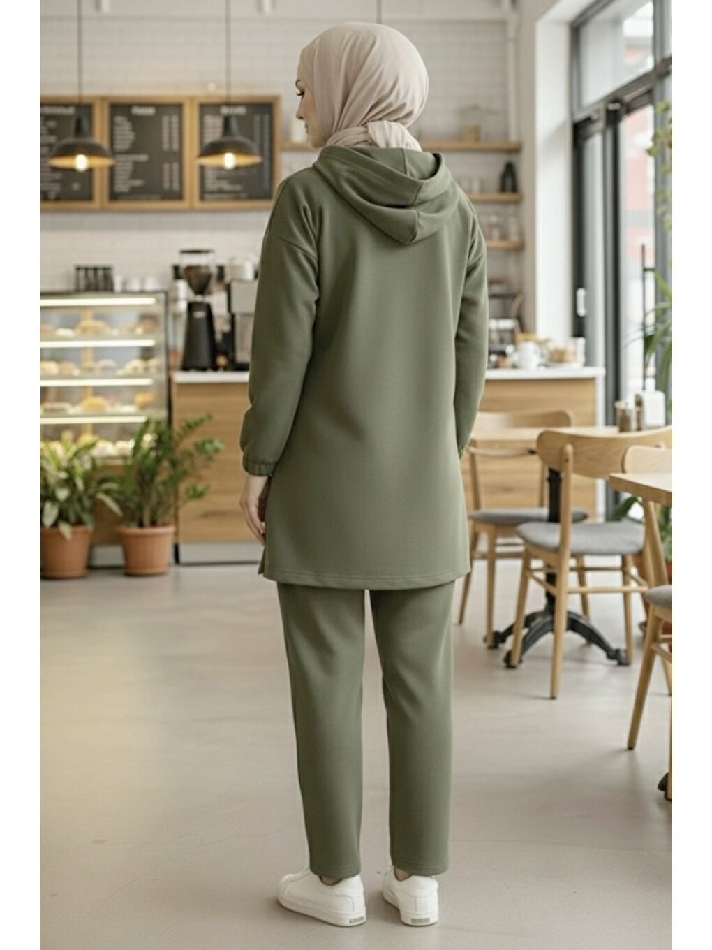 Taş Detaylı Bileği Lastikli Modal İkili Takım Haki - 1001-HAKI-2