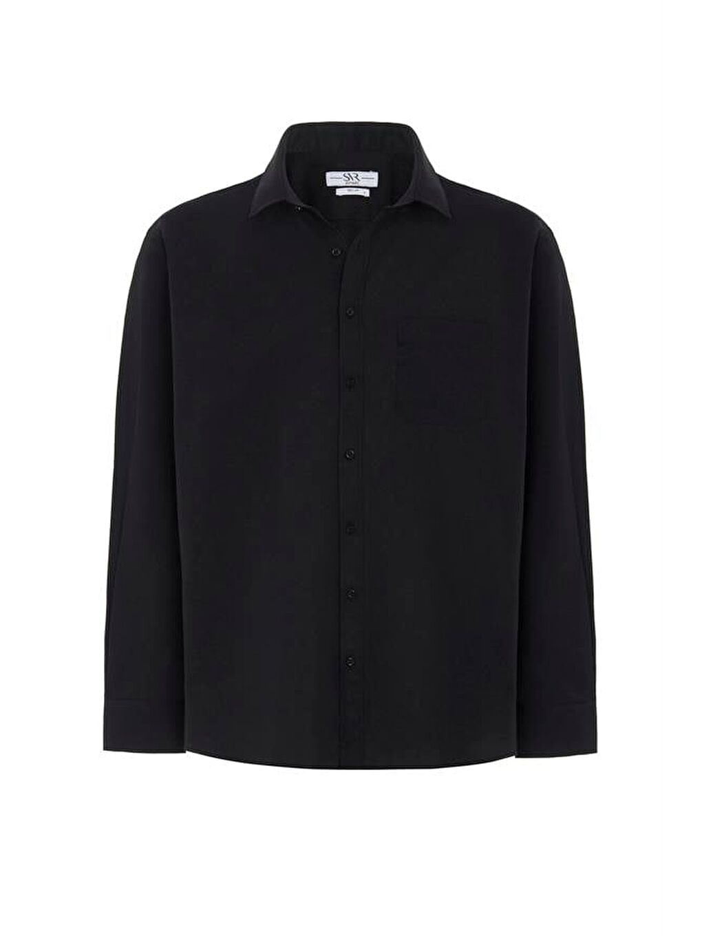 Siyah Regular Armürlü Klasik Yaka Gömlek