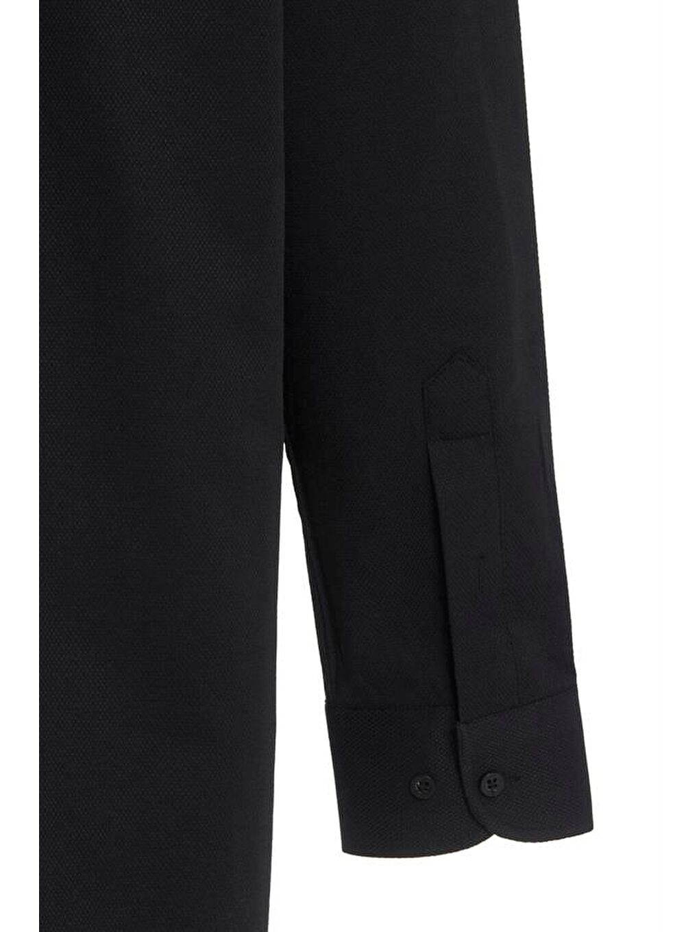 Siyah Regular Armürlü Klasik Yaka Gömlek-2