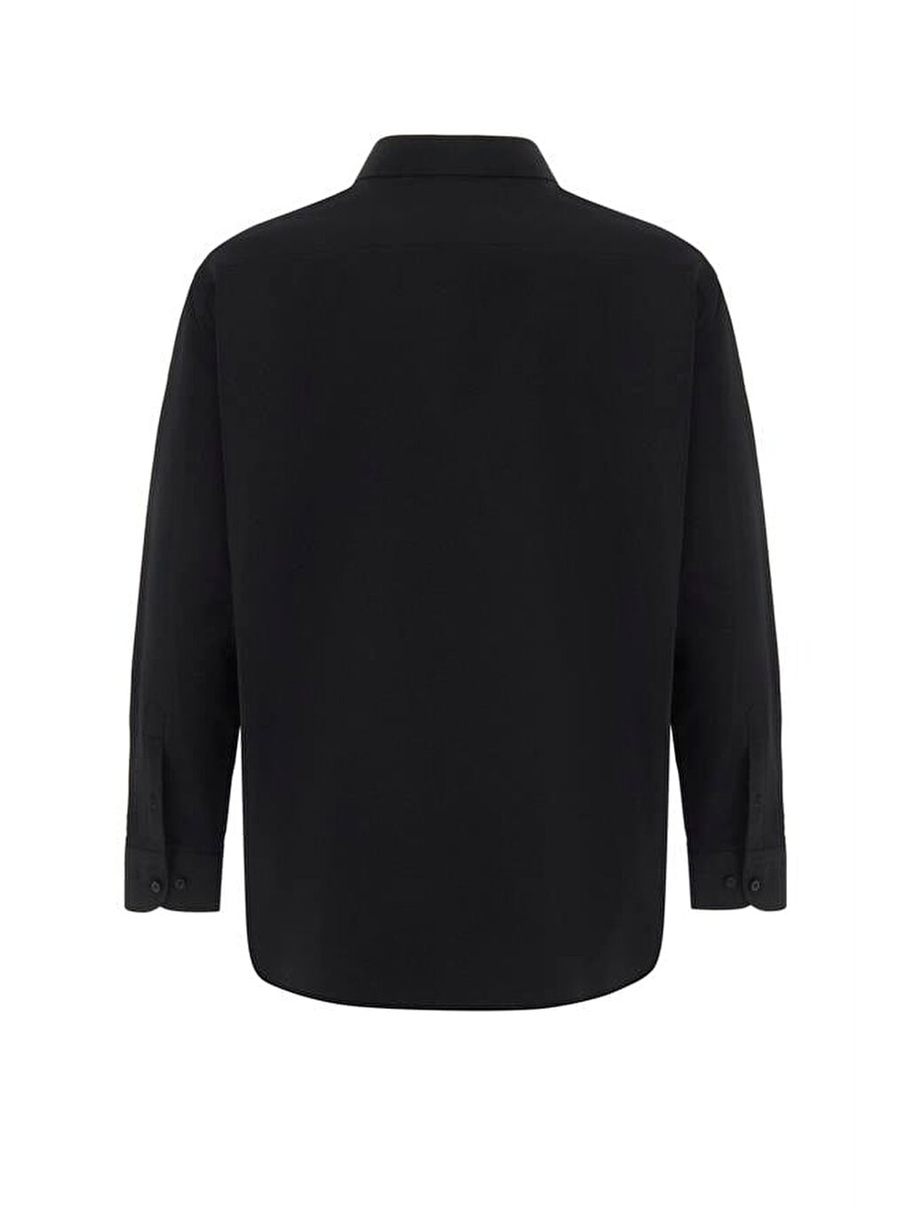 Siyah Regular Armürlü Klasik Yaka Gömlek-3