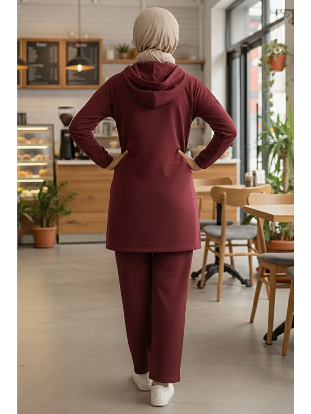 Taş Detaylı Bileği Lastikli Modal İkili Takım Bordo - 1001-BORDO-2