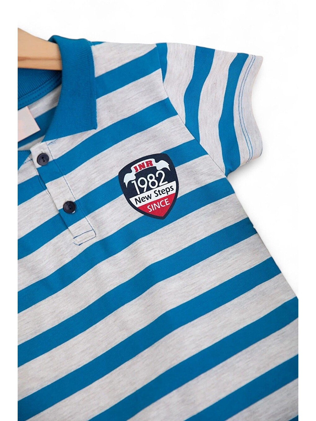 Mavi Erkek Çocuk Günlük Çizgili Polo Yakalı T-shirt Ve Şort Alt Üst Takımı-4
