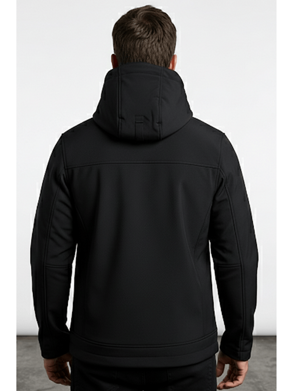 Siyah Erkek Mont İçi Polarlı Softshell Mont Su ve Rüzgar Geçirmez Kapüşonlu Spor Mont-2