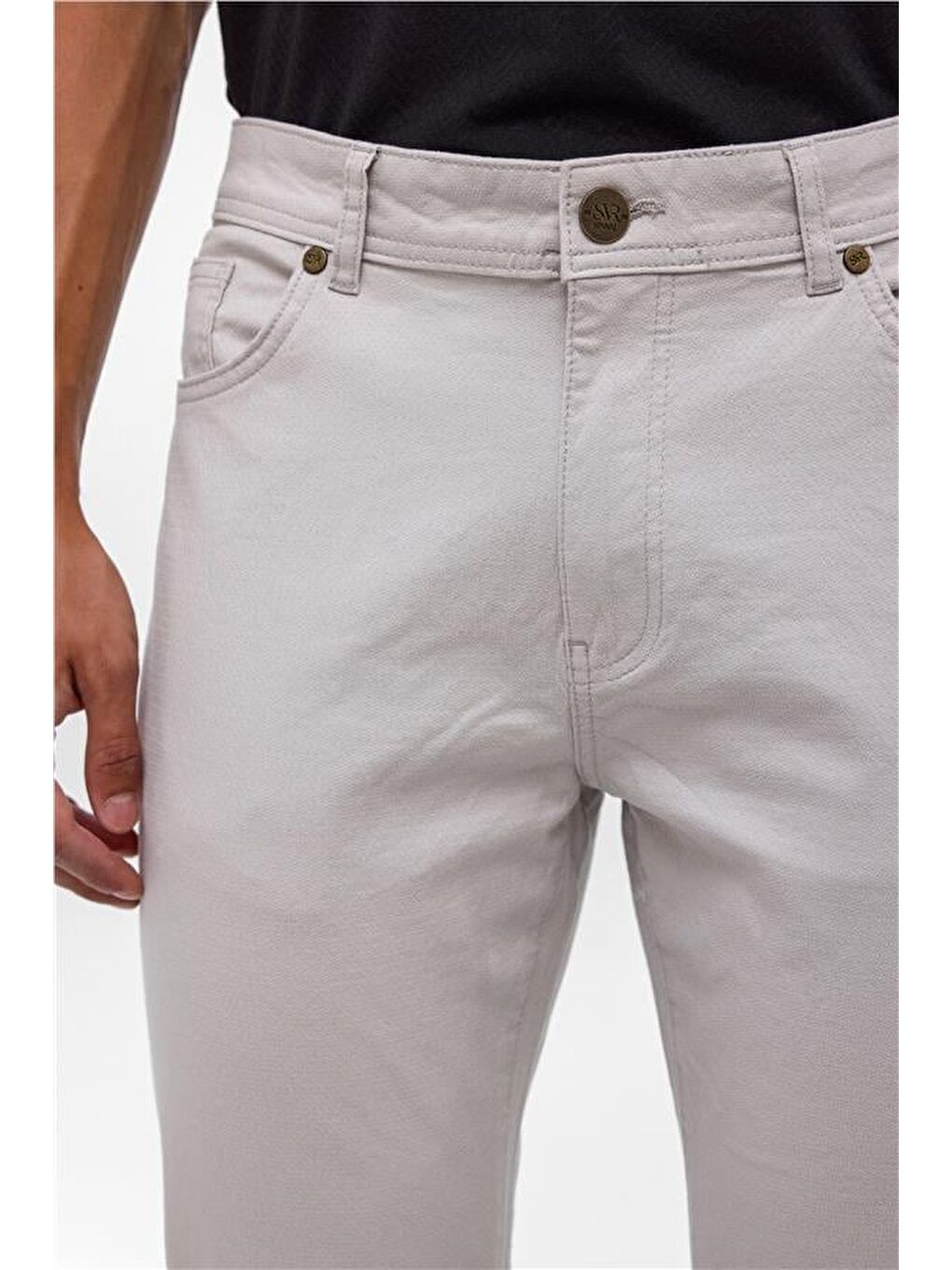 Bej Slim 5 Cep Kalıp Armürlü Pantolon-3