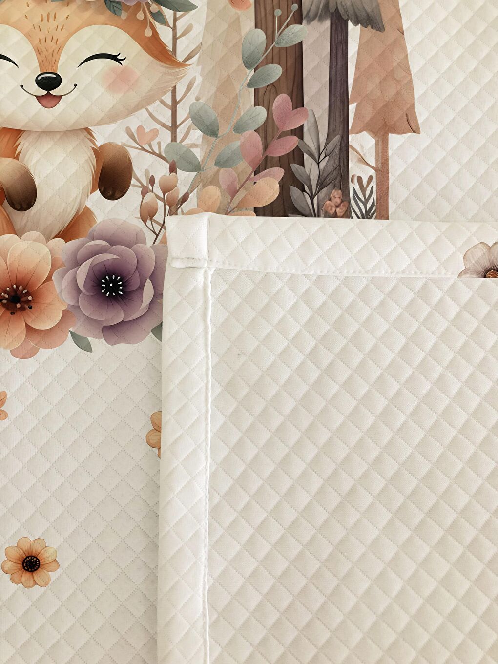 Karışık Sevimli Tilki Desenli Tek Kişilik Ve Çocuk Tek Kişilik Pike Takımı 160x220 cm-1