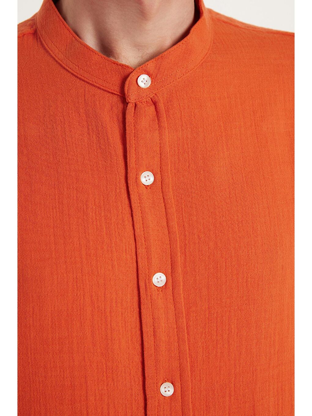 Kahverengi Erkek Relax Fit Rahat Kesim %100 Pamuk Müslin Kumaş Kısa Kollu Spor Hakim Yaka Taba Gömlek-2