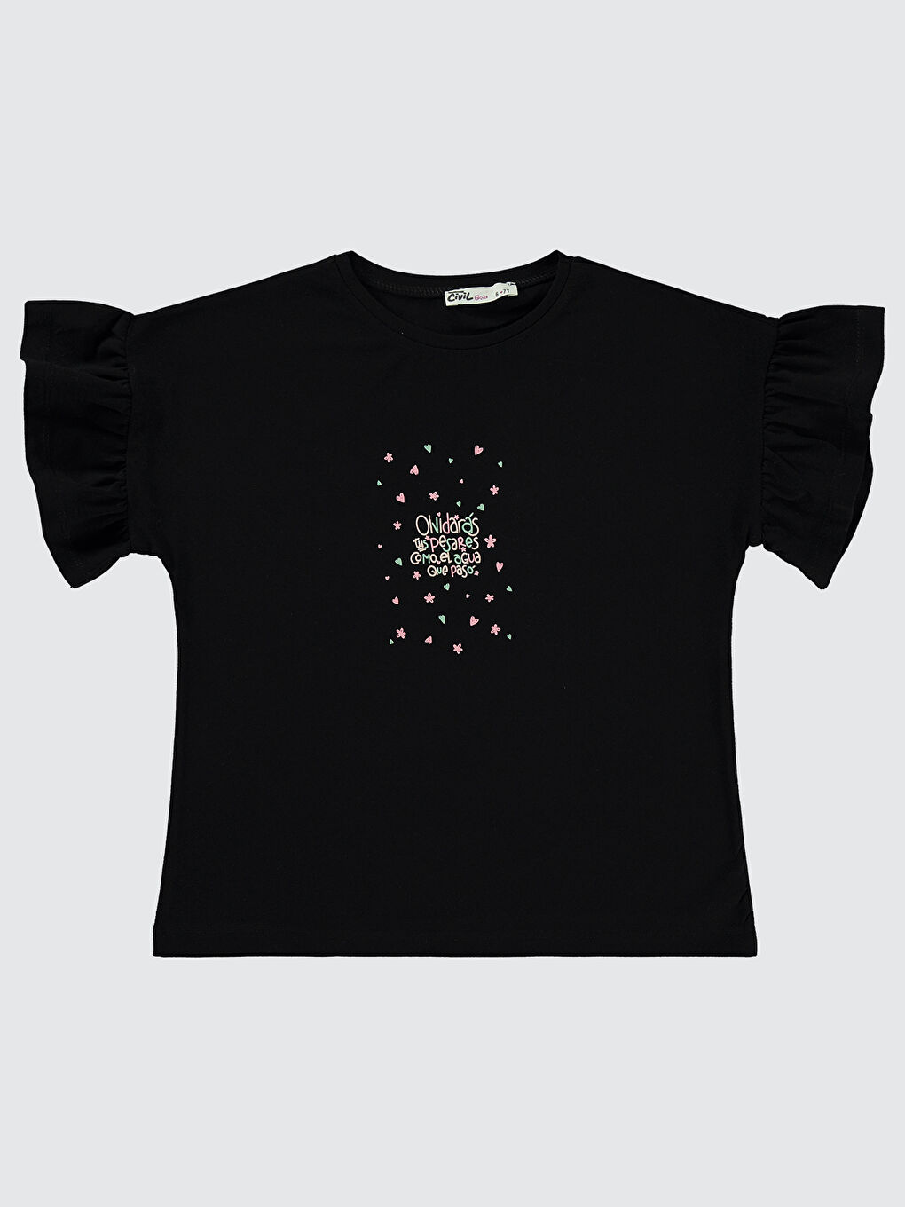 Girls Kız Çocuk Tişört 6-9 Yaş Siyah