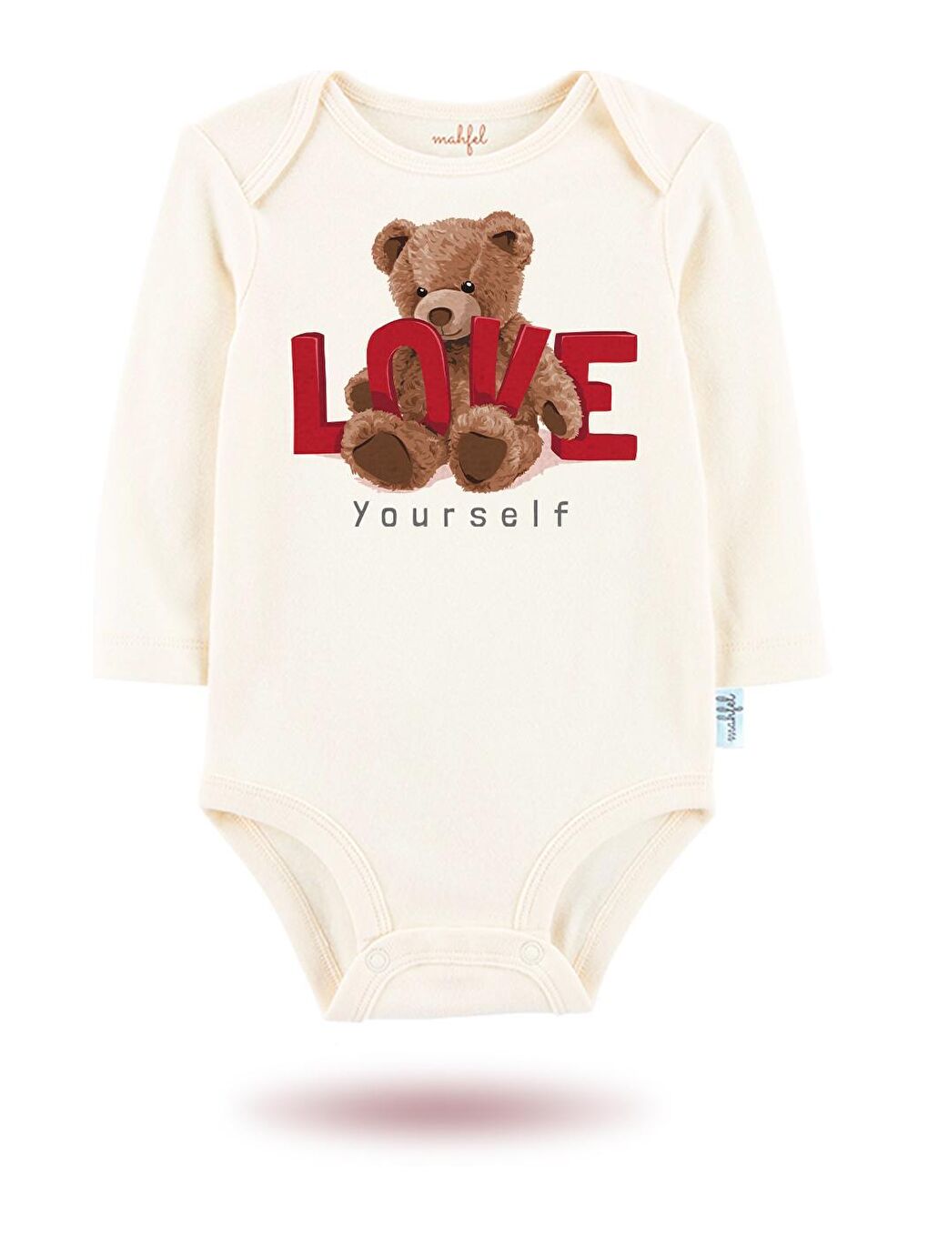 Lila 2'Li " LOVE "Baskılı Uzun Kollu Unisex Bebek Çıtçıtlı Body-1