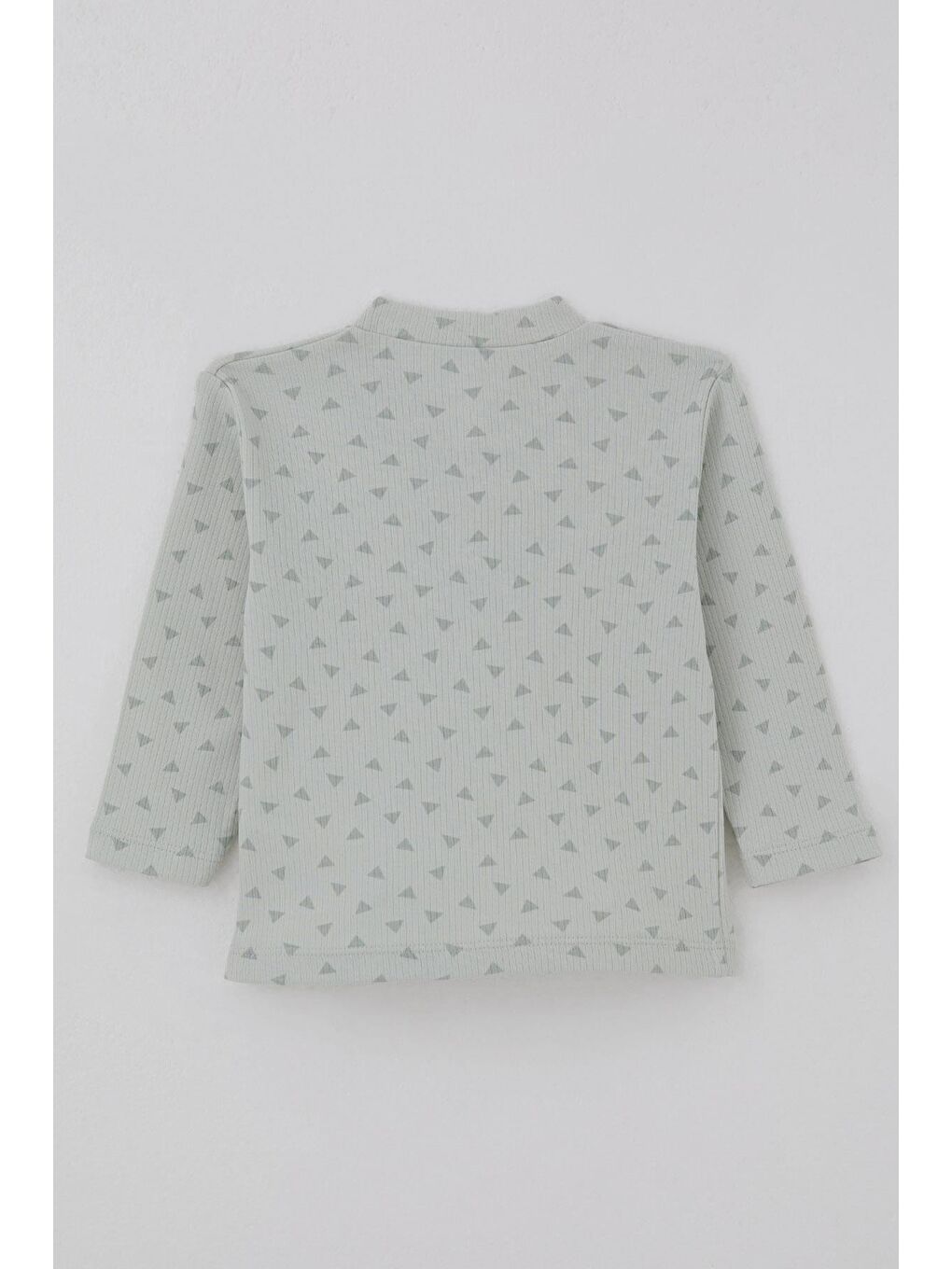 Turkuaz Erkek Bebek Pijama Takımı Mini Üçgenler Desenli Önden Çıtçıtlı Su Yeşili (4 Ay-1 Yaş)-3