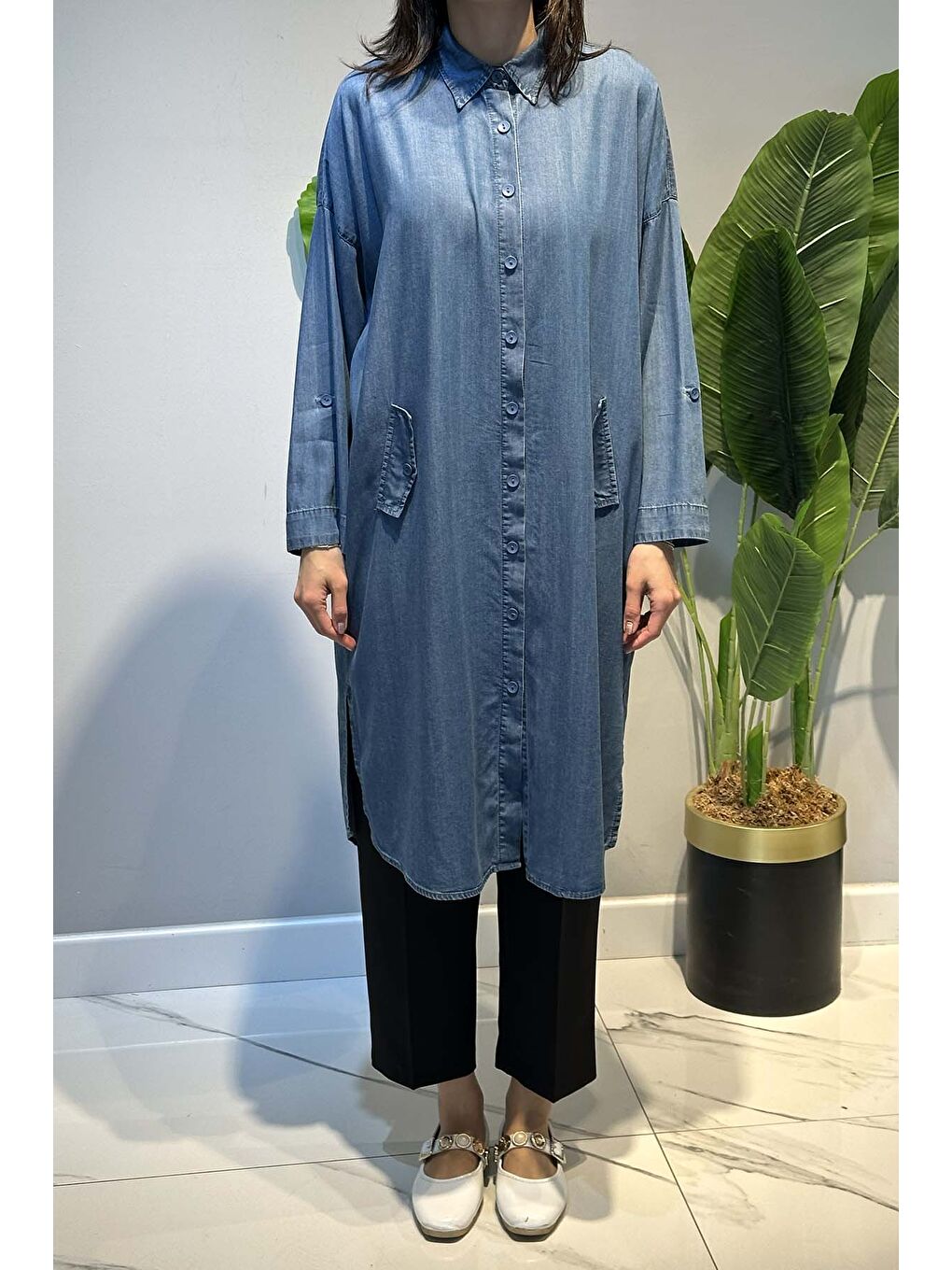 Mavi Lyocell Gömlek Uzun Tunik 7509 Denim-1