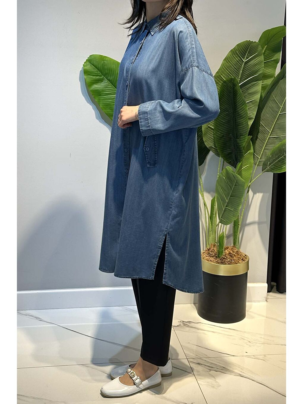 Mavi Lyocell Gömlek Uzun Tunik 7509 Denim-2