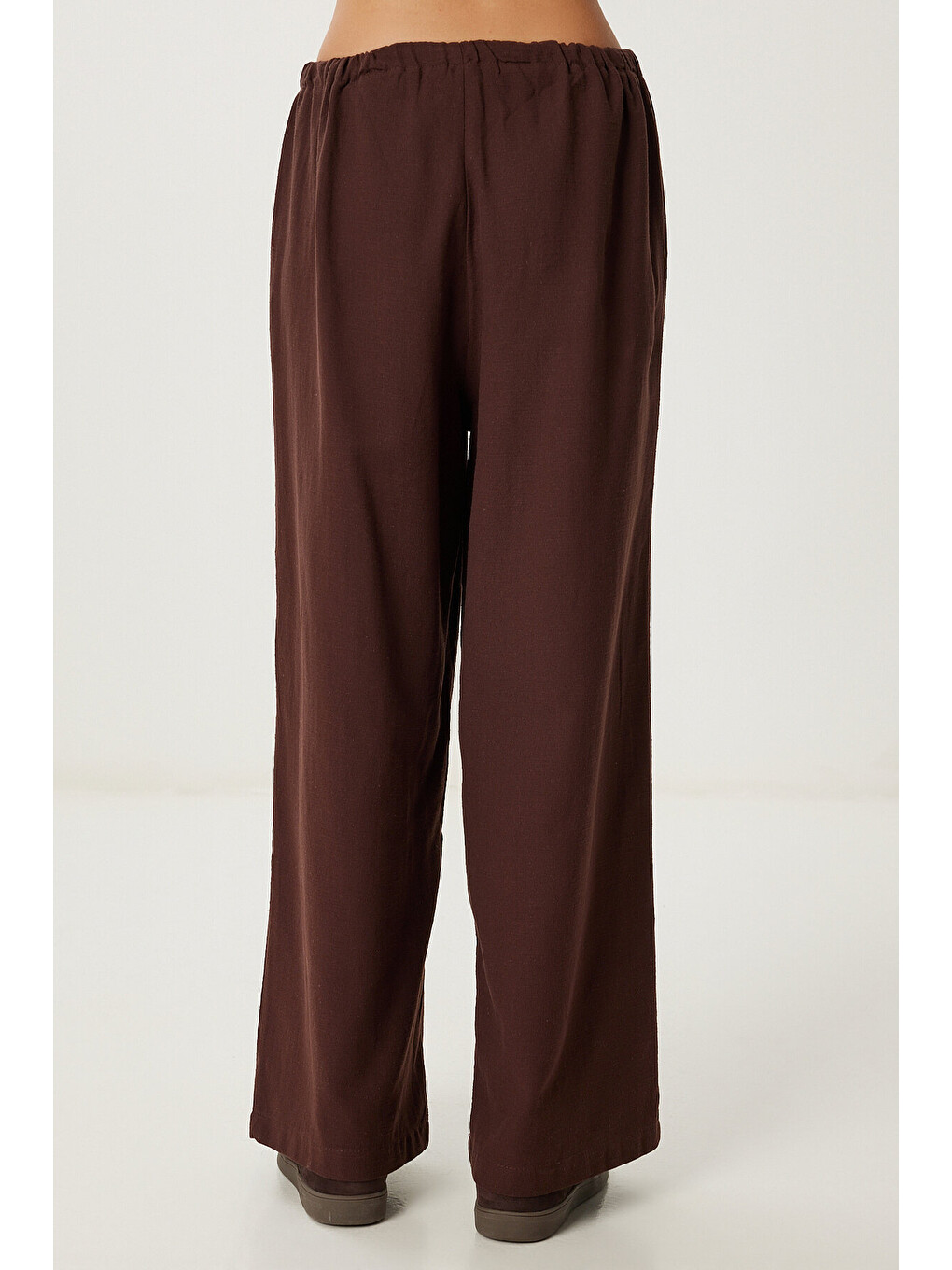 Kahverengi Keten Culotte Pantolon Bluz Takım KAHVERENGİ LRV0116-4