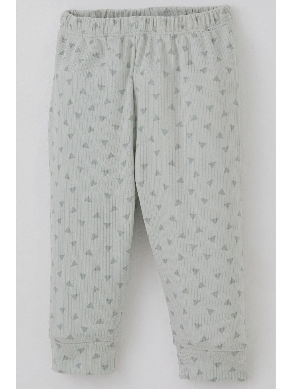 Turkuaz Erkek Bebek Pijama Takımı Mini Üçgenler Desenli Önden Çıtçıtlı Su Yeşili (4 Ay-1 Yaş)-6