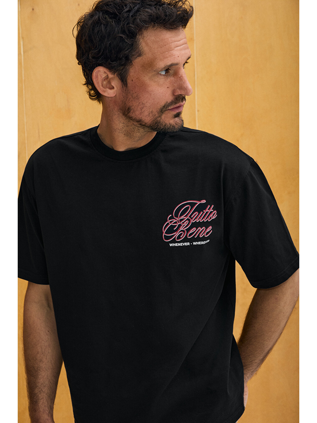 Capıso Erkek %100 Organik Pamuklu Baskı Detaylı Regular Fit Yuvarlak Yaka Siyah T-shirt-4